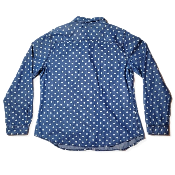 Old navy button-down blue with white polkadot shirt sizes L - Picture 2 of 4